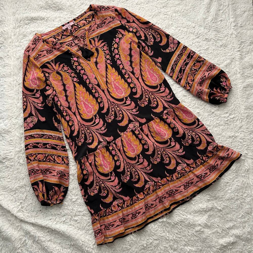 Calypso St Barth 100% Silk Paisley Boho Mini Dress Size XS